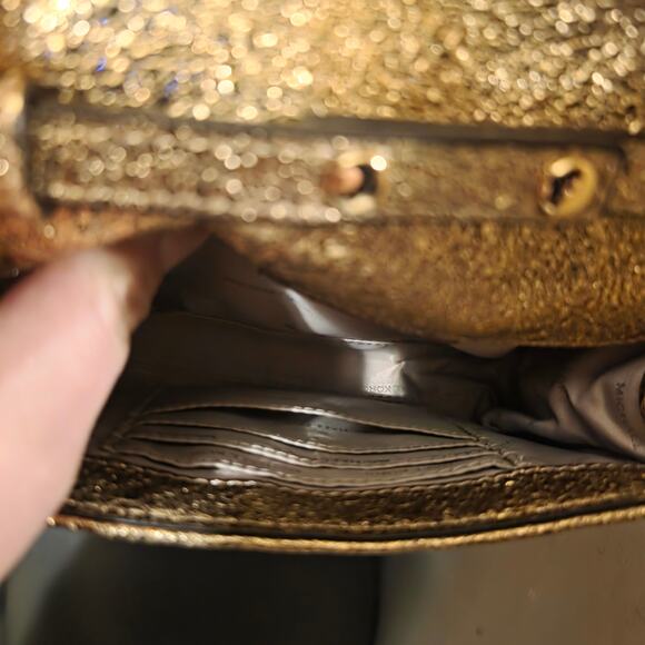 Michael Kors Gold Ruby Quilted Leather Clutch Crossbody 2-in-1 Purse Handbag - Picture 8 of 10